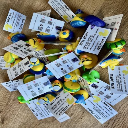 Cruising ducks all tagged and ready to hide