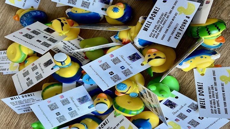 Cruising ducks all tagged and ready to hide